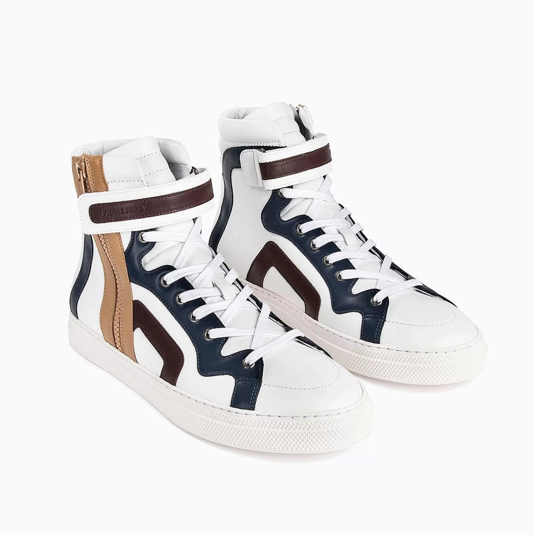 Pierre Hardy Sneakers<112 High-Top Sneakers White/Navy/Burgundy/Capuccino