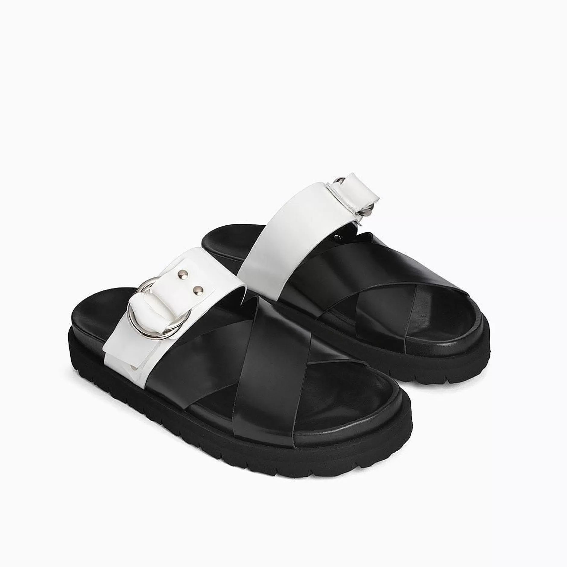 Pierre Hardy Mules & Sandals<Cross Rider Flat Sandal Black/White