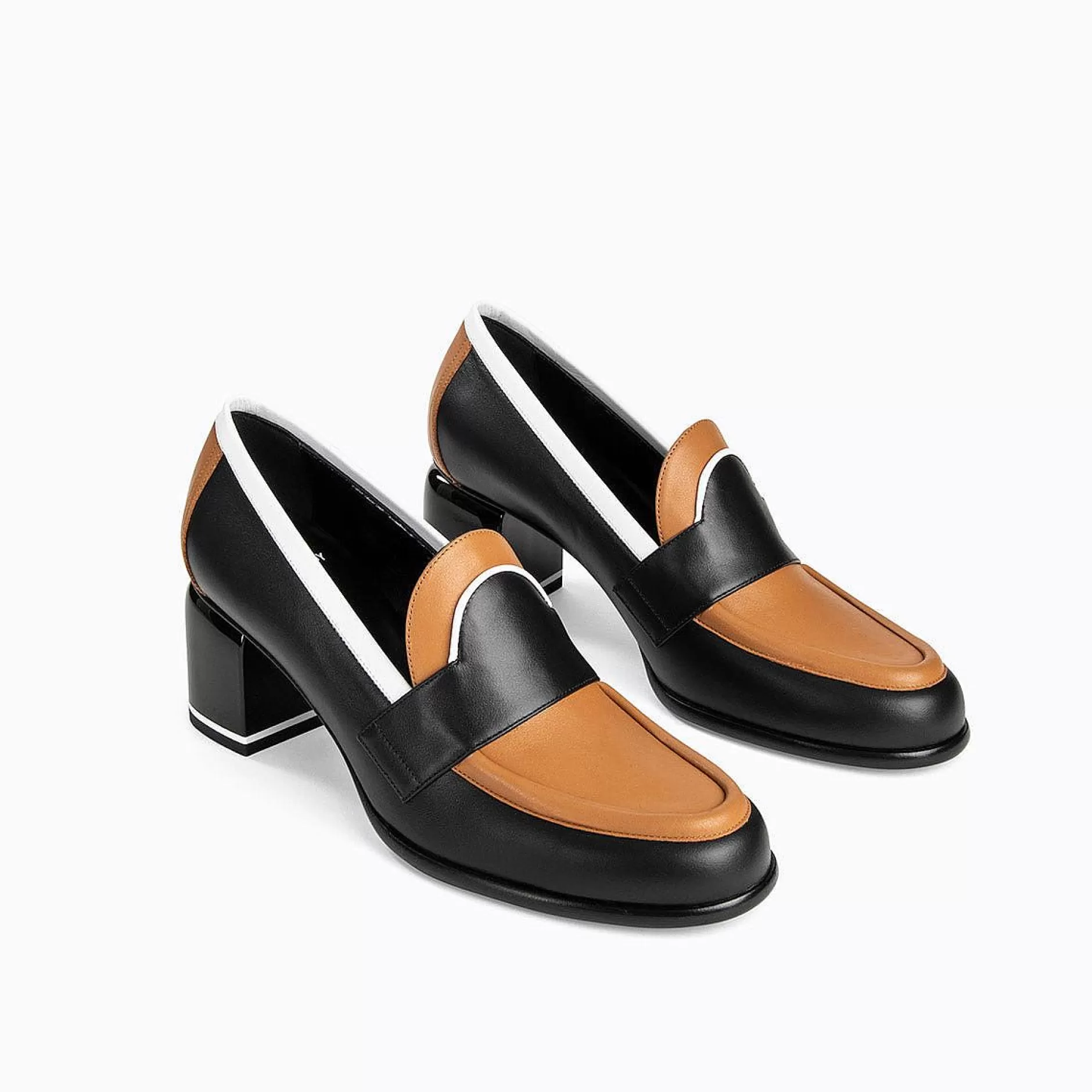 Pierre Hardy Loafers & Flat Shoes<Eton Heeled Loafer Black/Cognac/White